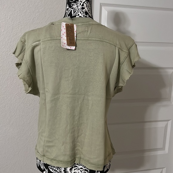 #1 NWT Free People distressed tee in sage green - Picture 5 of 5